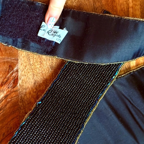 Vintage Le Regale Beaded Statement Belt, Jewel Tone Beading, Black Satin, Glam main image 5